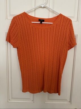 Talbots Vibrant Orange Short-Sleeve Cable Knit Top